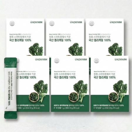 아자팜 컬리케일 6박스(180포) 보틀 증정 구성